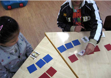 2명 이상의 친구들이 자리에 앉아서 가위 바위 보를 하여 순서를 정한 후, 1등부터 카드를 두 장씩 뒤집는다. 

② 뒤집은 두 장의 카드가 같으면 가져가고, 틀리면 다시 제자리에 뒤집어 놓는다.

③ 같은 그림의 카드를 뒤집은 학생은 한 번 더 기회를 가진다.

④ 모든 카드가 없어지면, 카드를 가장 많이 가진 사람이 1등이 된다.